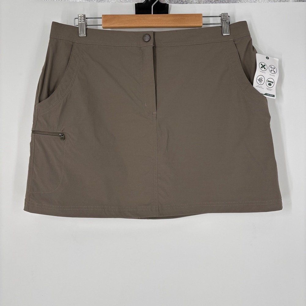 LL Bean Comfort Trail Skort 14 Ash Brown Hiking‎ Outdoor UPF 40+ 290595 NEW